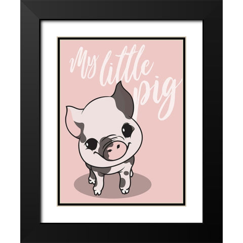 My Little Pig Black Modern Wood Framed Art Print with Double Matting by Rodriquez Jr, Enrique