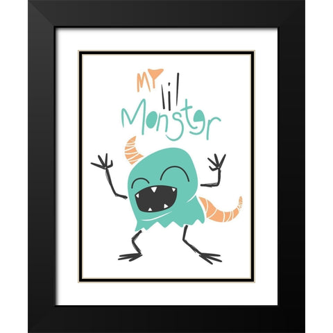 My Lil Monster Black Modern Wood Framed Art Print with Double Matting by Rodriquez Jr, Enrique