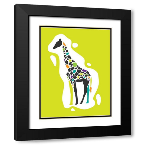 Fun Giraffe Black Modern Wood Framed Art Print with Double Matting by Rodriquez Jr, Enrique