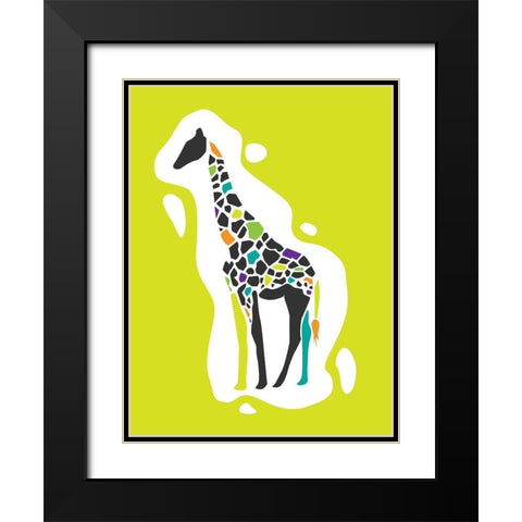 Fun Giraffe Black Modern Wood Framed Art Print with Double Matting by Rodriquez Jr, Enrique