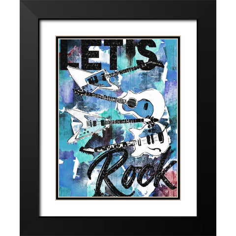Lets Rock Black Modern Wood Framed Art Print with Double Matting by Rodriquez Jr, Enrique