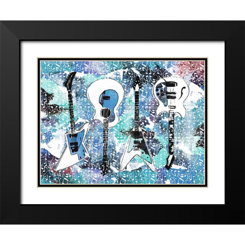 Music Guitars Black Modern Wood Framed Art Print with Double Matting by Rodriquez Jr, Enrique