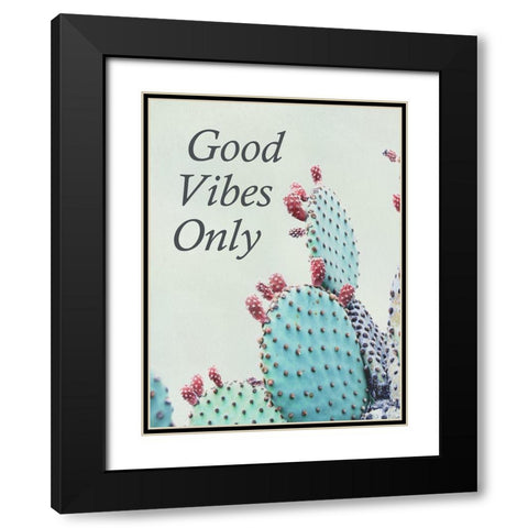 Good Vibes Only Black Modern Wood Framed Art Print with Double Matting by Urquhart, Elizabeth