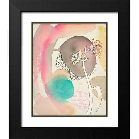 Sketched Flower with Color 1 Black Modern Wood Framed Art Print with Double Matting by Evans-Sills, Faith