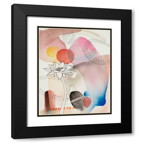 Sketched Flower with Color 2 Black Modern Wood Framed Art Print with Double Matting by Evans-Sills, Faith