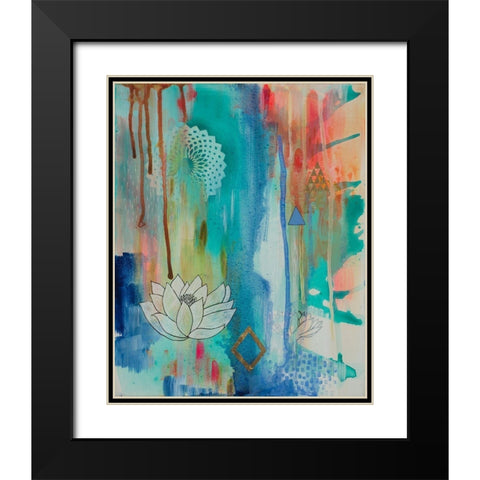 Lotus Bloom Black Modern Wood Framed Art Print with Double Matting by Evans-Sills, Faith