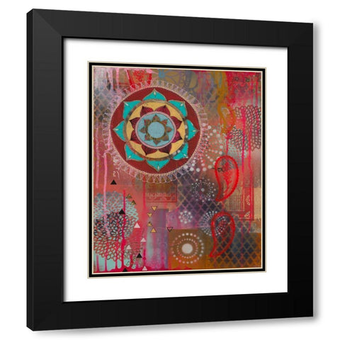 Lotus Flower Paisley 2 Black Modern Wood Framed Art Print with Double Matting by Evans-Sills, Faith