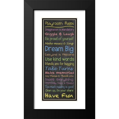 Playroom Rules Chalk Black Modern Wood Framed Art Print with Double Matting by Gibbons, Lauren