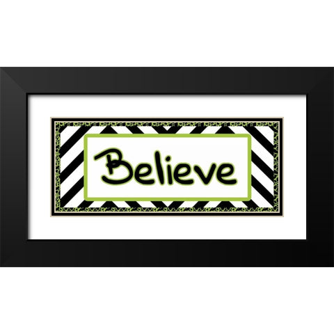 Tween Believe Green Black Modern Wood Framed Art Print with Double Matting by Gibbons, Lauren