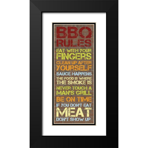 BBQ Rules Brick Black Modern Wood Framed Art Print with Double Matting by Gibbons, Lauren