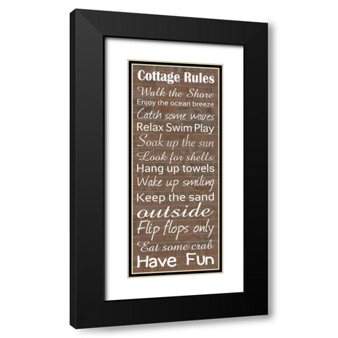 Cottage Rules Brick Black Modern Wood Framed Art Print with Double Matting by Gibbons, Lauren
