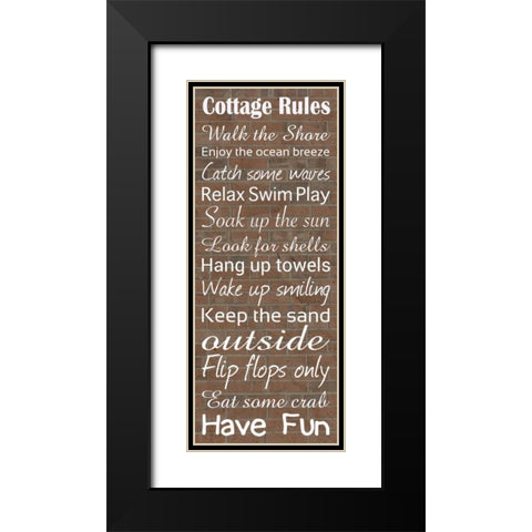 Cottage Rules Brick Black Modern Wood Framed Art Print with Double Matting by Gibbons, Lauren