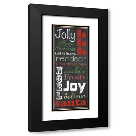 Jolly Merry Christmas Black Modern Wood Framed Art Print with Double Matting by Gibbons, Lauren