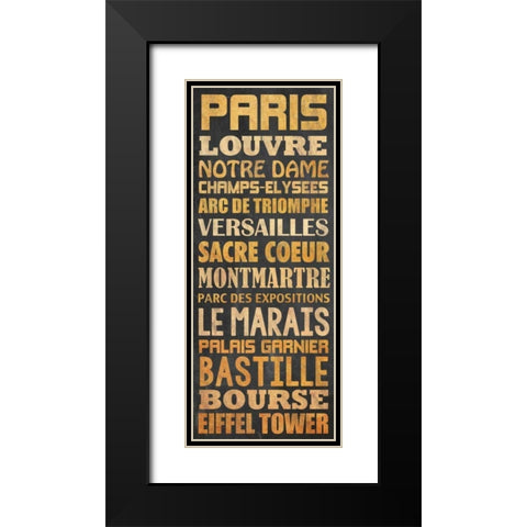 Paris Type Black Modern Wood Framed Art Print with Double Matting by Gibbons, Lauren