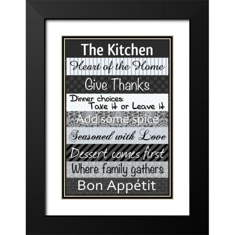 Kitchen Patterns BW Black Modern Wood Framed Art Print with Double Matting by Gibbons, Lauren