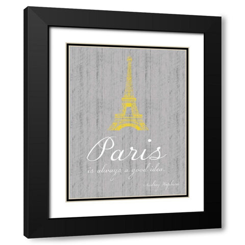 Paris Quote Gray 2 Black Modern Wood Framed Art Print with Double Matting by Gibbons, Lauren