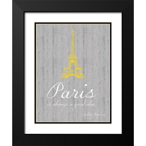 Paris Quote Gray 2 Black Modern Wood Framed Art Print with Double Matting by Gibbons, Lauren