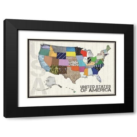 US Map Black Modern Wood Framed Art Print with Double Matting by Gibbons, Lauren