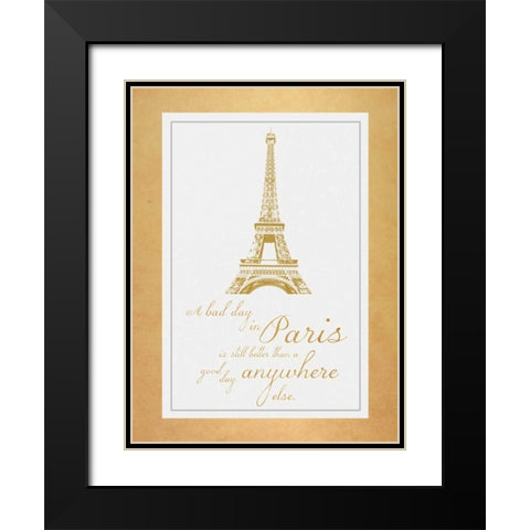 Paris Quote Gold Black Modern Wood Framed Art Print with Double Matting by Gibbons, Lauren