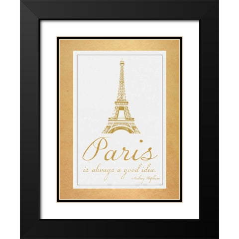 Paris Quote 2 Gold Black Modern Wood Framed Art Print with Double Matting by Gibbons, Lauren