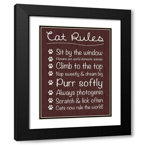 Cat Rules Black Modern Wood Framed Art Print with Double Matting by Gibbons, Lauren