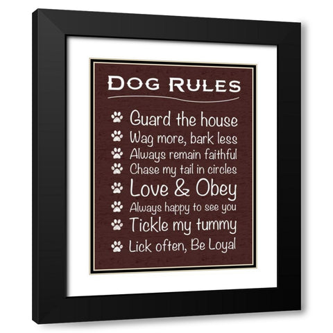Dog Rules Black Modern Wood Framed Art Print with Double Matting by Gibbons, Lauren