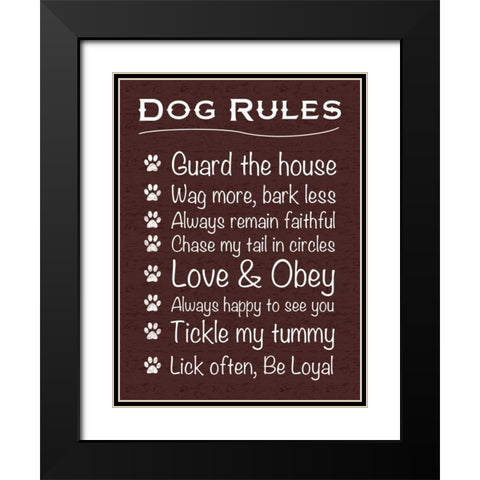 Dog Rules Black Modern Wood Framed Art Print with Double Matting by Gibbons, Lauren