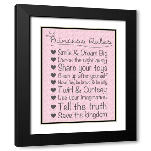 Princess Rules Soft Black Modern Wood Framed Art Print with Double Matting by Gibbons, Lauren