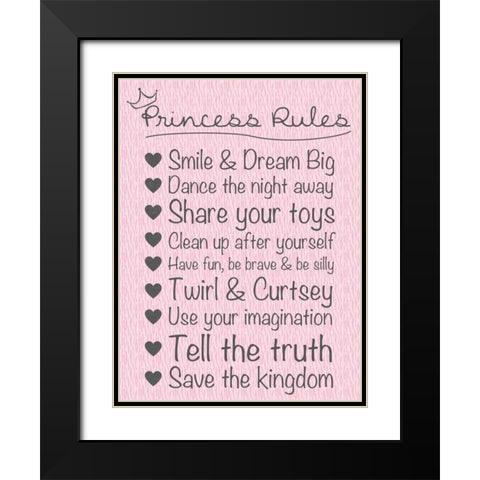 Princess Rules Soft Black Modern Wood Framed Art Print with Double Matting by Gibbons, Lauren