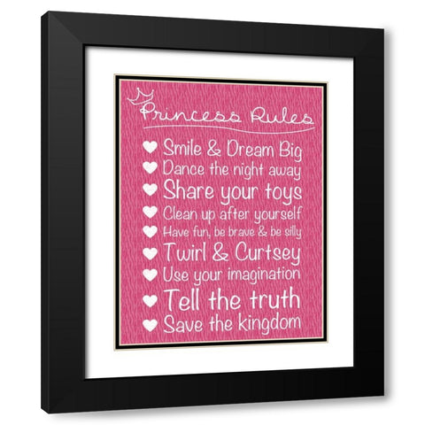 Princess Rules Black Modern Wood Framed Art Print with Double Matting by Gibbons, Lauren