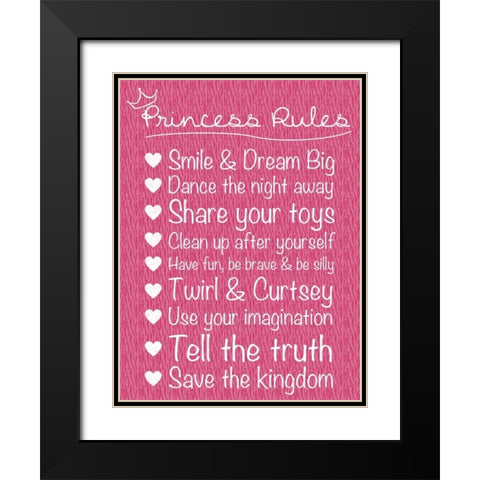 Princess Rules Black Modern Wood Framed Art Print with Double Matting by Gibbons, Lauren