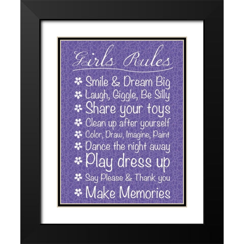 Girls Rules Black Modern Wood Framed Art Print with Double Matting by Gibbons, Lauren