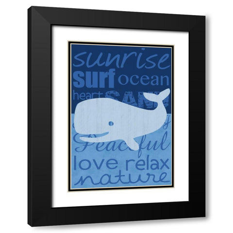 Beach Whale Black Modern Wood Framed Art Print with Double Matting by Gibbons, Lauren
