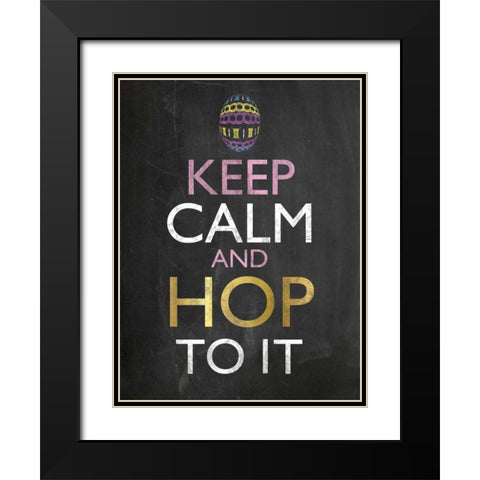 Easter Chalk Hop To It Black Modern Wood Framed Art Print with Double Matting by Gibbons, Lauren