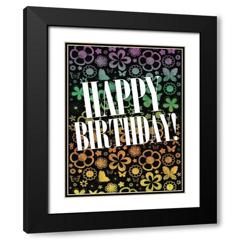 Happy Birthday Black Modern Wood Framed Art Print with Double Matting by Gibbons, Lauren