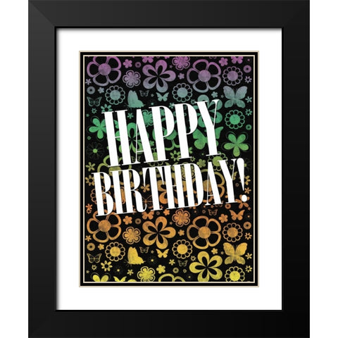 Happy Birthday Black Modern Wood Framed Art Print with Double Matting by Gibbons, Lauren