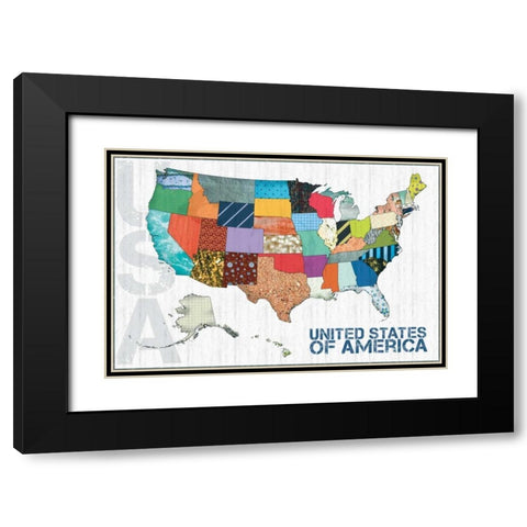 US Map Kids Black Modern Wood Framed Art Print with Double Matting by Gibbons, Lauren
