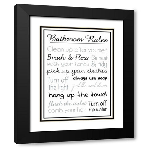 Bath Rules Blk Black Modern Wood Framed Art Print with Double Matting by Gibbons, Lauren