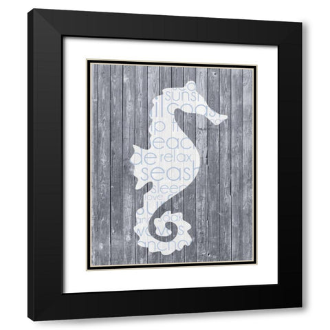 Seahorse Wood Panel Black Modern Wood Framed Art Print with Double Matting by Gibbons, Lauren