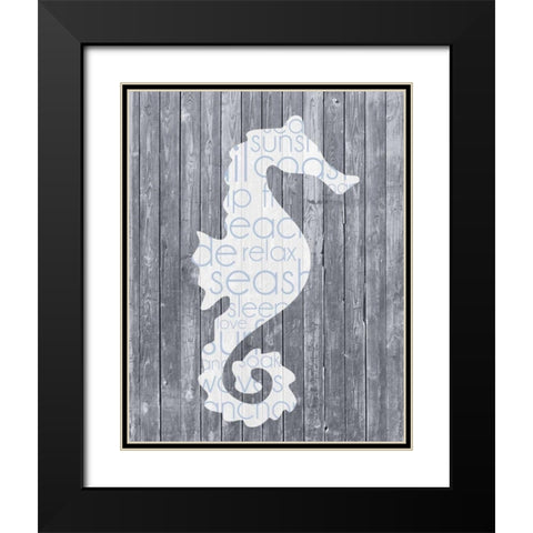 Seahorse Wood Panel Black Modern Wood Framed Art Print with Double Matting by Gibbons, Lauren