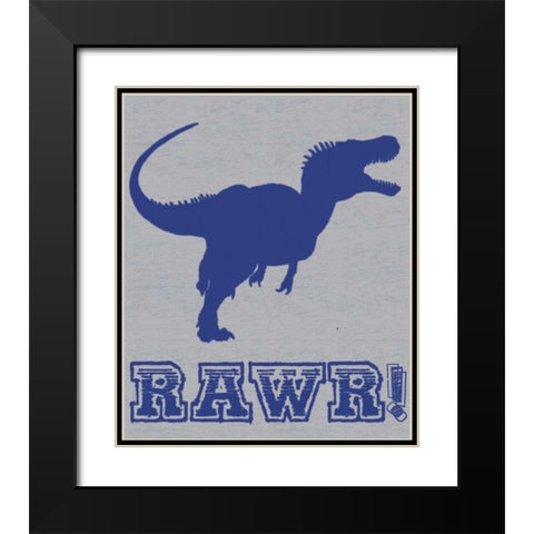 Dino Rawr Black Modern Wood Framed Art Print with Double Matting by Gibbons, Lauren