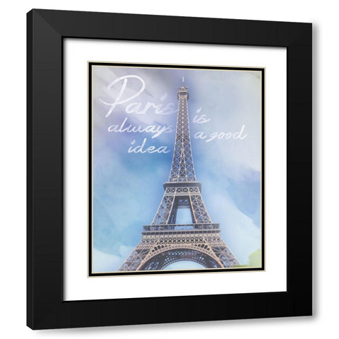 Paris 1 Quote Black Modern Wood Framed Art Print with Double Matting by Gibbons, Lauren