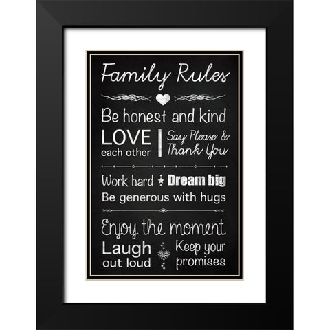 Family Rules Black Modern Wood Framed Art Print with Double Matting by Gibbons, Lauren
