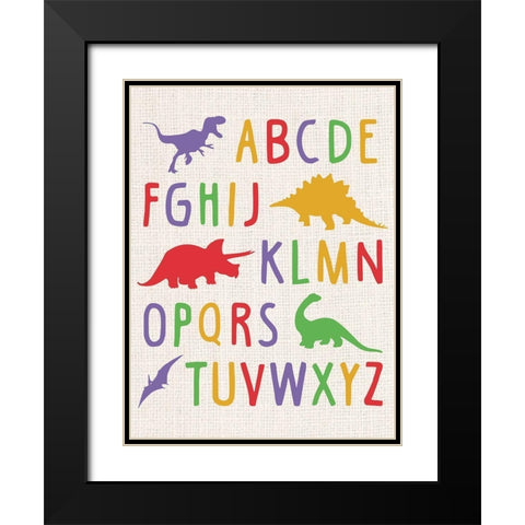 Dino Alphabet Black Modern Wood Framed Art Print with Double Matting by Gibbons, Lauren