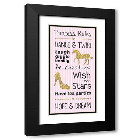Princess Rules Black Modern Wood Framed Art Print with Double Matting by Gibbons, Lauren