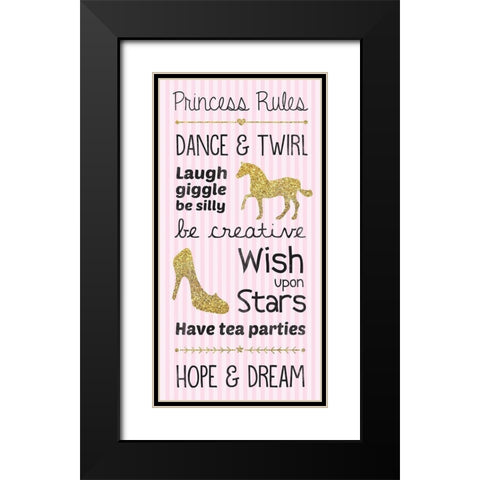 Princess Rules Black Modern Wood Framed Art Print with Double Matting by Gibbons, Lauren