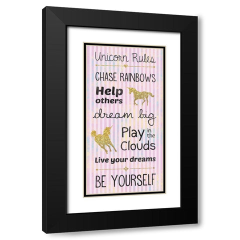 Unicorn Rules Black Modern Wood Framed Art Print with Double Matting by Gibbons, Lauren