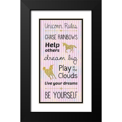 Unicorn Rules Black Modern Wood Framed Art Print with Double Matting by Gibbons, Lauren