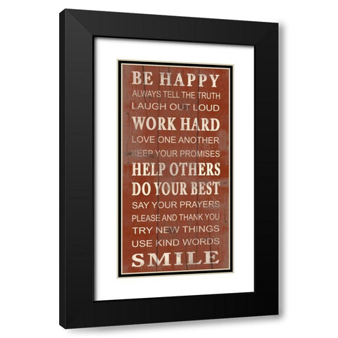 Be Happy Black Modern Wood Framed Art Print with Double Matting by Grey, Jace