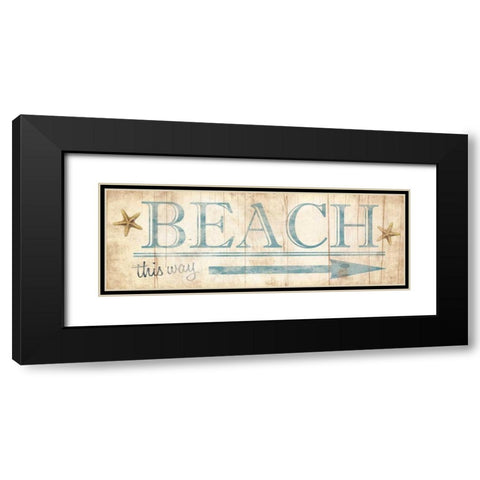 Beach Sign Black Modern Wood Framed Art Print with Double Matting by Grey, Jace